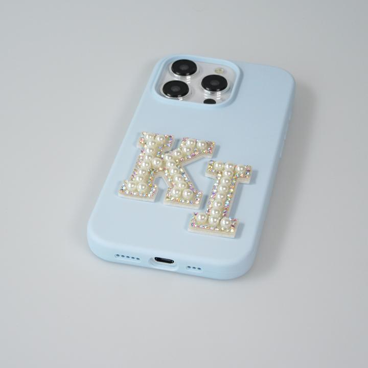 Produktbild PhoneLook Sticker Aufkleber für Handy/Tablet/Computer 3D Pearls weiss Buchstabe W