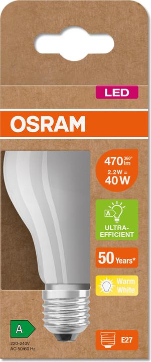 Image du produit Osram Filament Led Classic A (E27, 2.50 W, 470 lm, 1 x, A)