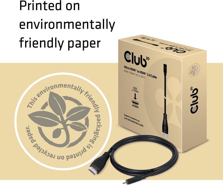 Produktbild Club 3D micro HDMI (Typ D) — HDMI (Typ A) (1 m, HDMI)