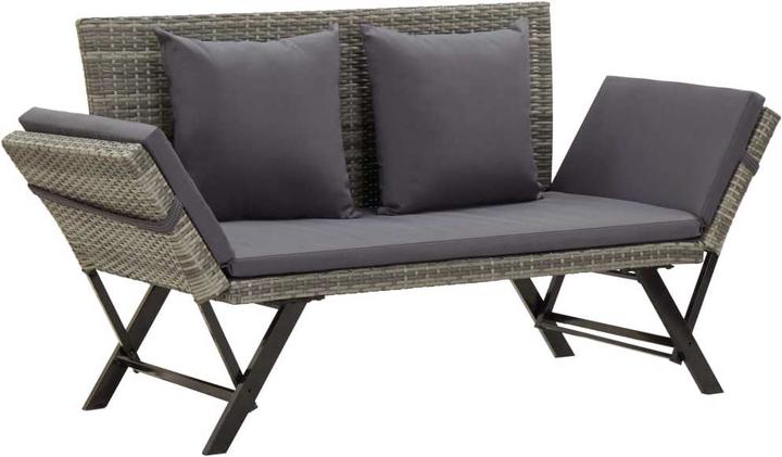 Graues Rattan + dunkelgraue Auflage