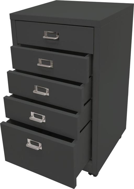 Produktbild Mendler Rollcontainer HWC-L49, Metall 75x40x41cm 5 Schubladen, dunkelgrau