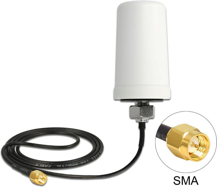 Image du produit Delock Antenne LTE/GSM, connecteur SMA, blanc (2.20 dB, Câble d'antenne)