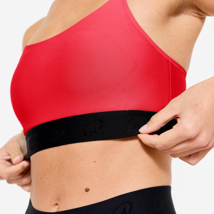 Image du produit Domyos Brassière bretelles fines croisées maintien léger Femme, Rouge (L)