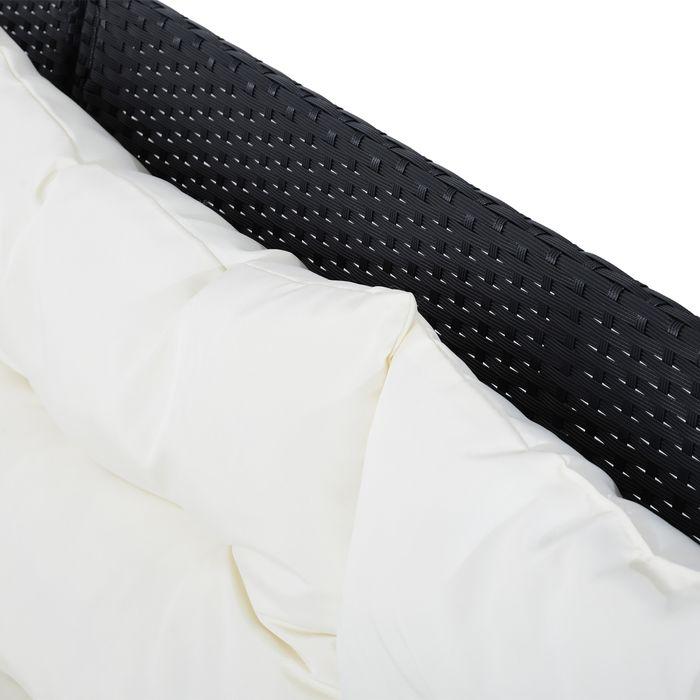 Produktbild Swisshandel24 Sitzgarnitur für 7 Personen Sitzgruppe Gartenset Gartenmöbel Set, Polyrattan, Schwarz+Cremeweiss