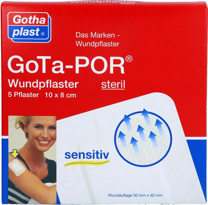 Actual product image Gothaplast GoTa-POR wound plaster sterile 100mmx80mm, 5 pcs PFL (5 x)
