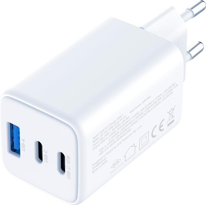 Actual product image 3MK Ładowarka sieciowa Hyper GaN Charger 65W 1xUSB-A 2xUSB-C PD QC4+ biały (65 W)