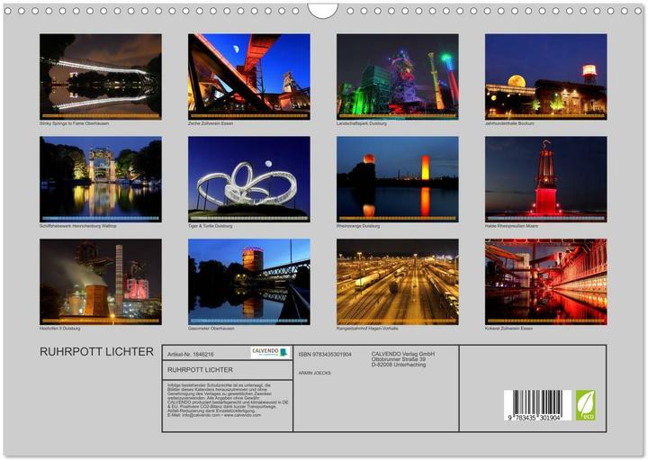 Produktbild RUHRPOTT LICHTER (Wandkalender 2025 DIN A3 quer), Monatskalender (A3, Deutsch)