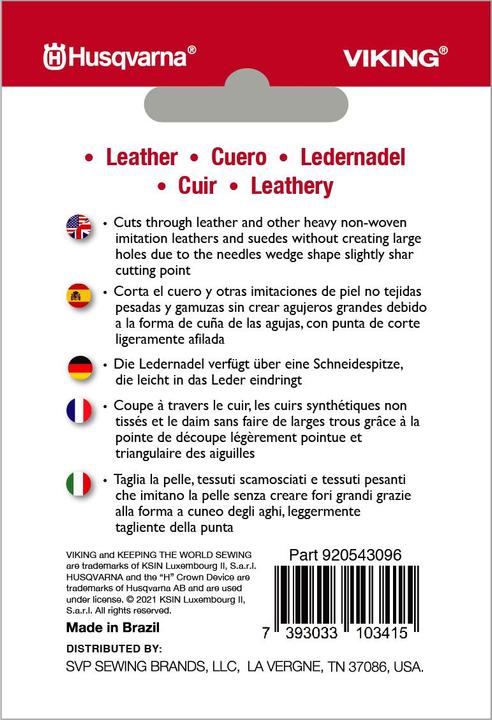 Actual product image Husqvarna Leather needle