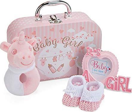Produktbild Activity Board Baby Geschenkset in Erinnerungskiste - von Hand Verpacktes Geschenk zur Geburt Mädchen -