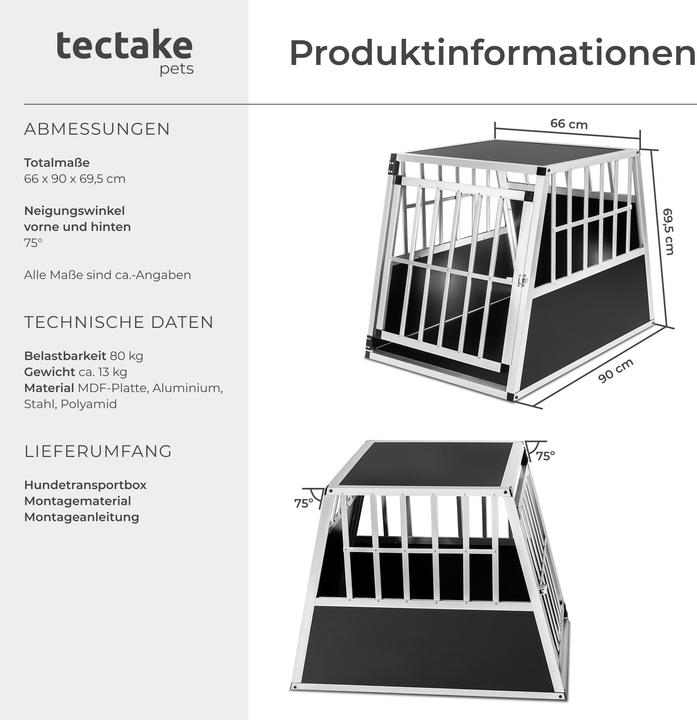 Image du produit tectake Boîte de transport pour chiens (Chien, Fermeture de sécurité)