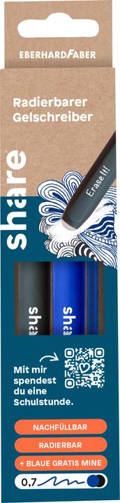 Share radierbarer Gelroller M schwarz/blau 2 Stk. (Mehrfarbig, 2 x)