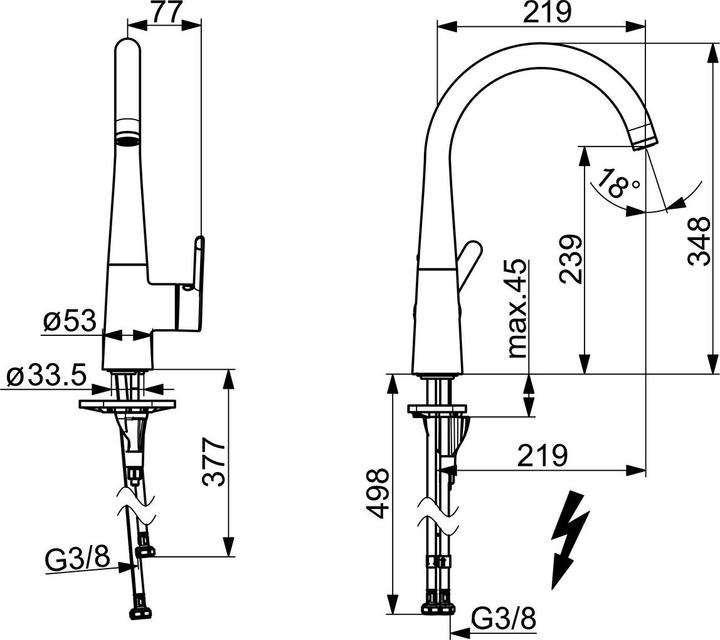 Produktbild Hansa HANSADESIGNO Style Küchenarmatur, Niederdruck, chrom, Ausladung 219mm