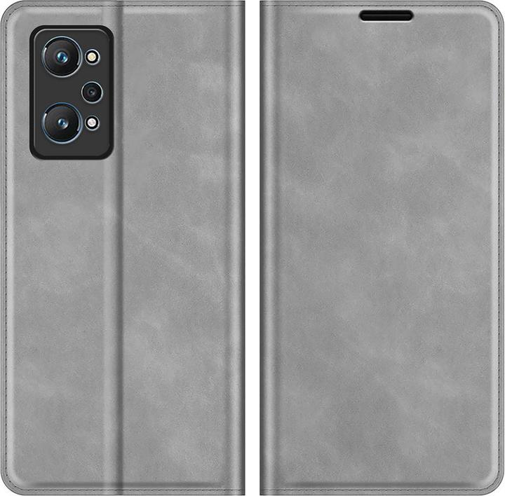 Actual product image Cazy Book Case Compatible with Realme GT Neo 3T - Cover Foldable Magnetic Synthetic Leather - Grey (Realme GT Neo 3T)