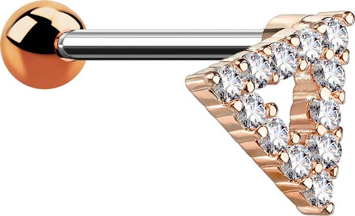 Star Piercing Micro Barbell rosegold Dreieck mit Kristallen (Chirurgenstahl 316L, Messing)