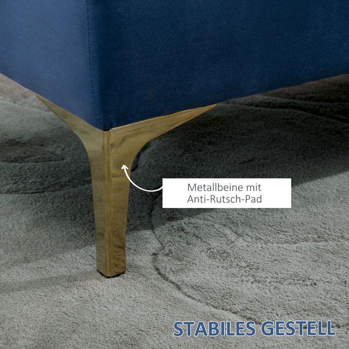 Produktbild Swisshandel24 Sitzbank, Bettbank, Schuhbank mit erhöhten Beine, Schlafzimmer, Samt Blau 118 x 45 x 42 cm (118 cm)