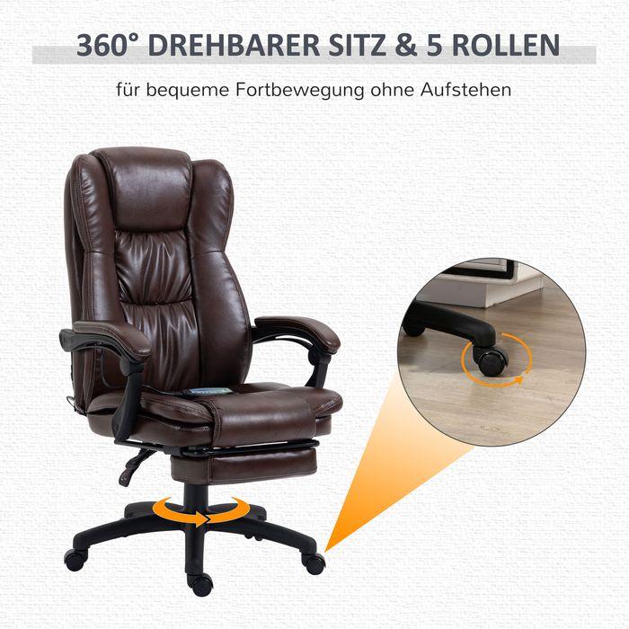 Image du produit Swisshandel24 Chaise de bureau de massage avec 6 têtes vibrantes, fonction couchage, repose-pieds