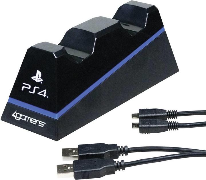 Produktbild 4Gamers Dual Play & Charge Kabel mit Desktop Stand (PS4)