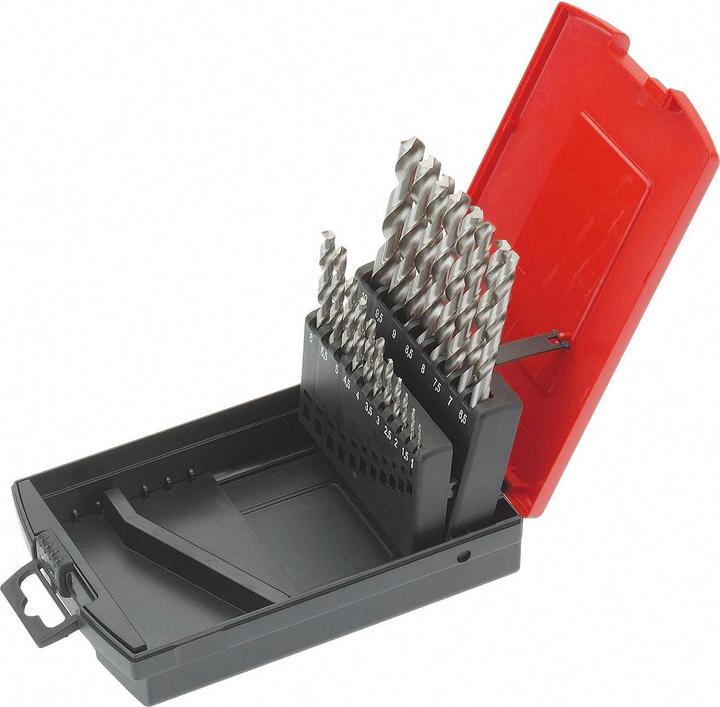 Actual product image Cimco HSS twist drill assortment 1-13 mm, rolled drill bits, DIN 338, metal case (1-13mm)