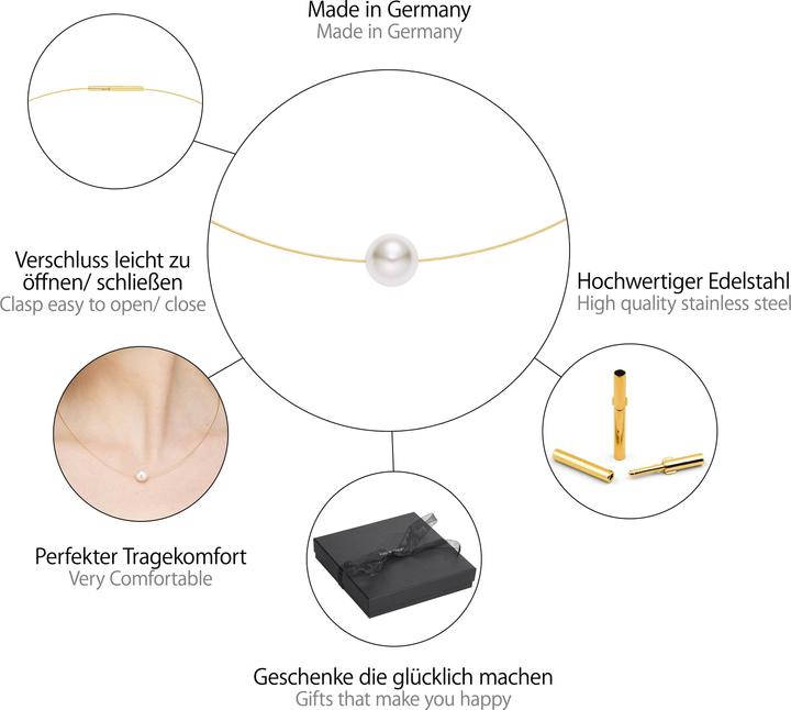 Immagine prodotto Heideman Collana di perle color oro (Acciaio inossidabile)