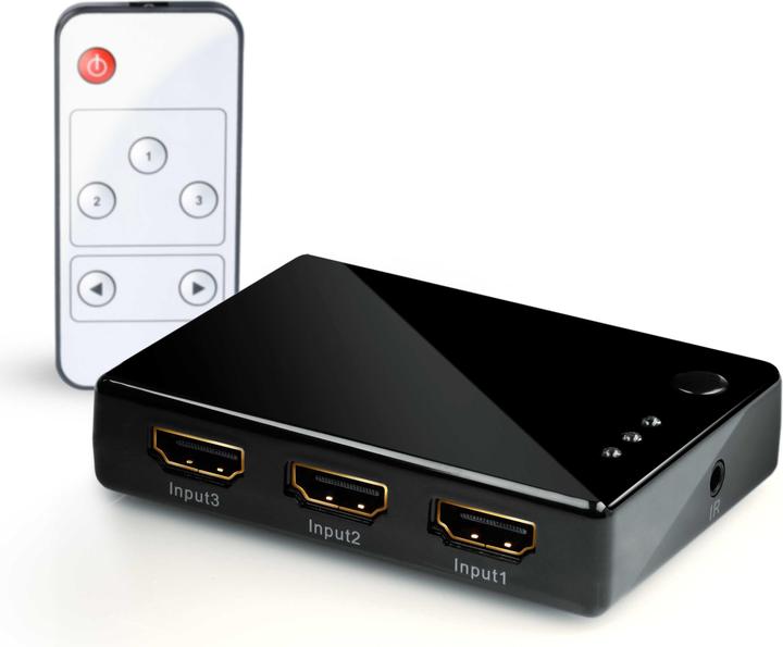 Produktbild CSL HDMI Splitter, Switch Automatisch 4K 3 in 1 Out UHD Verteiler mit Fernbedienung, Umschalter