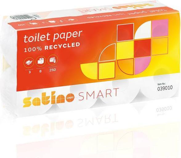 Wepa 64xSatino Smart toilet paper 3-ply white - 1 bag of 8x8 rolls (64 x)