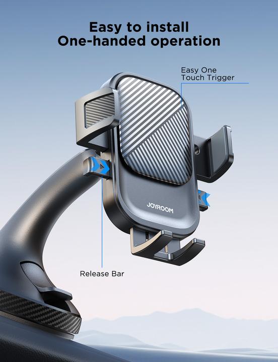 Actual product image Joyroom JR-OK6 car phone holder on the dashboard - black