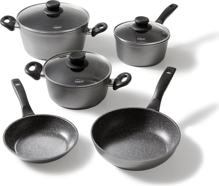 Stoneline Set of 8 pots (20 cm, Pan set + pot set, Aluminium)