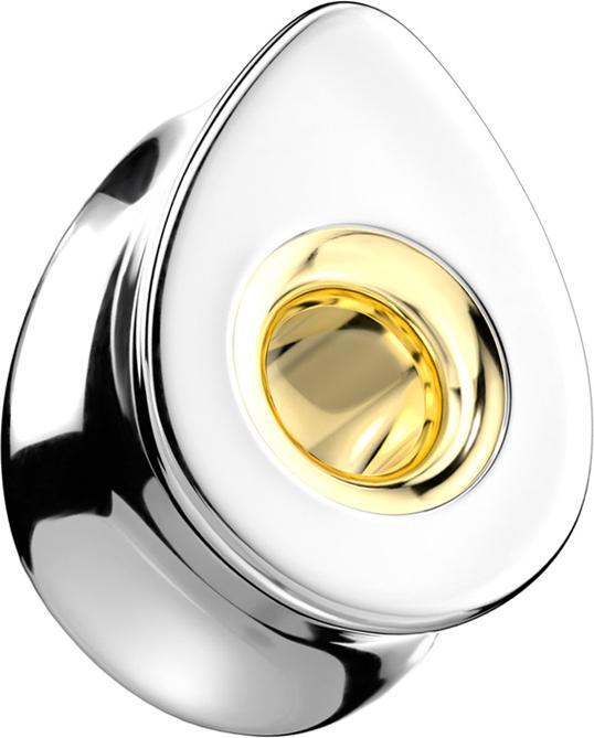 Star Piercing Flared Tunnel silber Tropfen mit goldenem Innenteil (ohne Messing, Chirurgenstahl 316L)