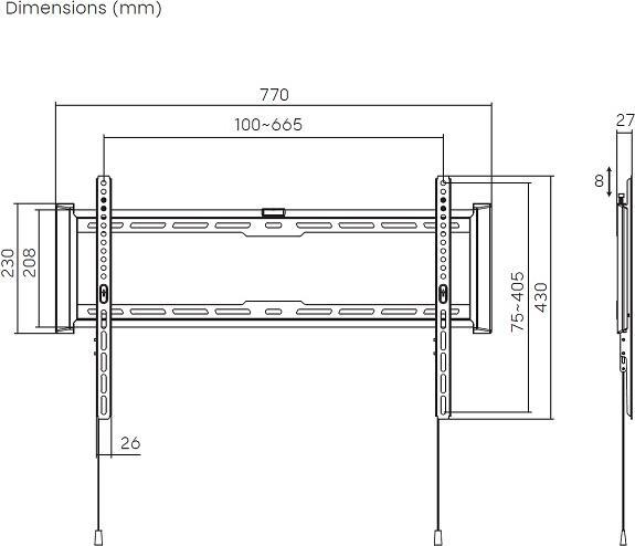 Image du produit Audioraq TV-Wandhalterung 37-80", Metall, schwarz (75 kg)