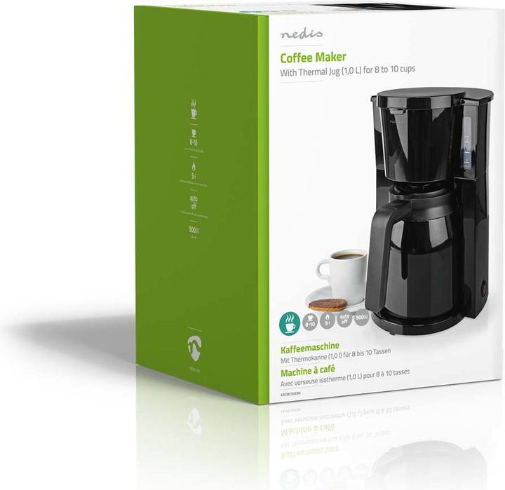 Actual product image Nedis Coffee Maker Maximum capacity: 1.0 l Number of cups at once: 8 Black