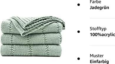 Produktbild Alopini Kuscheldecke Strickdecke 152x203, weiche warme grob gestrickte Decke gestrickte Wohndecke für Bett