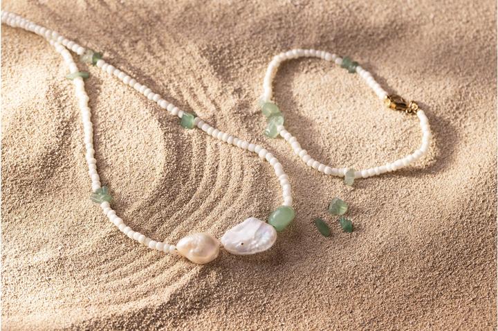 Immagine prodotto Creativ Company Set di gioielli artigianali con collana e bracciale in quarzo avventurina