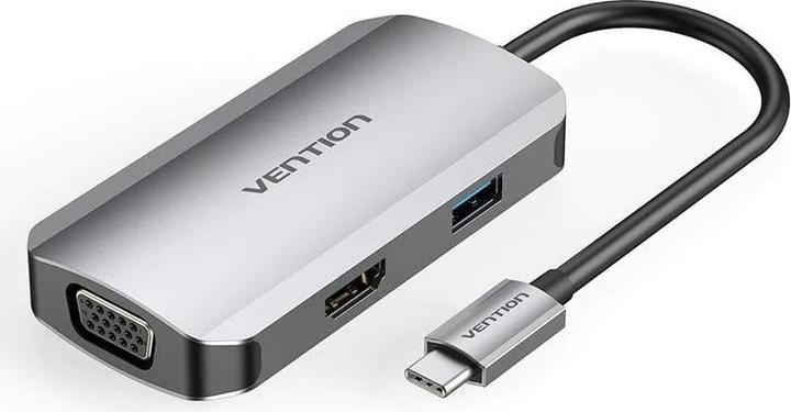 Produktbild Vention USB-C Docking Station to HDMI, VGA, USB 3.0, PD 0.15m TOAHB, gray (USB-C, 2 Ports)