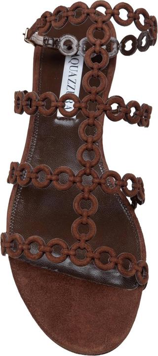 Actual product image Aquazzura Aquazzurra flat infinity chain ​​suede sandal brown color (38)