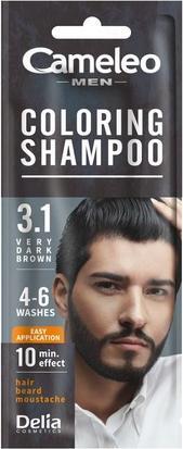 Cameleo Men Coloring Shampoo Very Dark Brown Hair Beard Mustache Visible Color in 10 Minutes Refresh (15 ml)