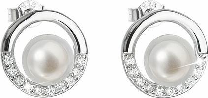 Evolution Group Silver earrings peony with real pearls Pavon 21022.1