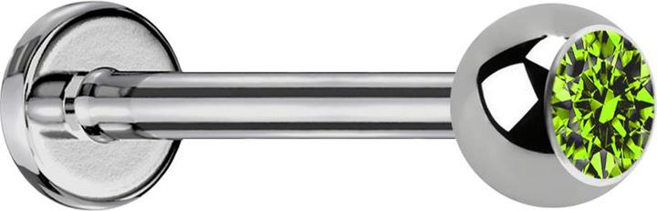 Produktbild Star Piercing Micro Labret silber mit Kugel und Kristall hellgrün (Titan G23, ohne Messing)