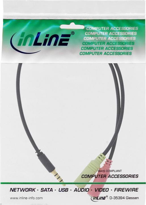 Produktbild InLine Audio Headset Adapterkabel (2 m, 3.5mm Klinke (AUX))