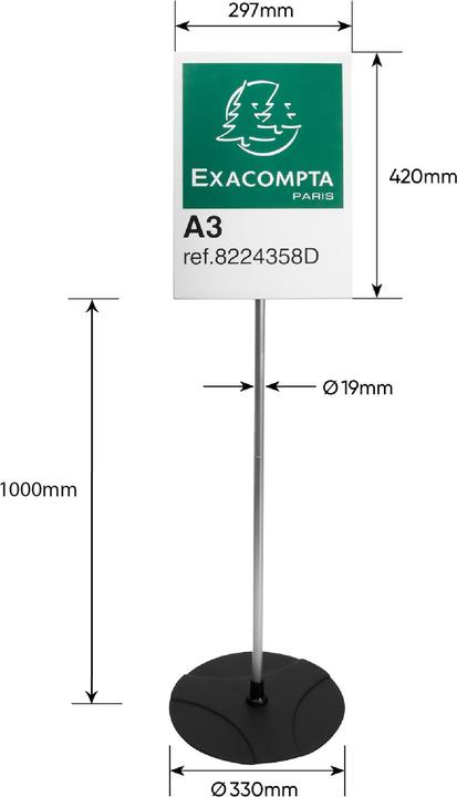 Image du produit Exacompta Présentoir sur pied aluminium vertical A3 - Cristal (A3)