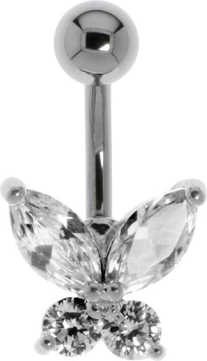 Bijouteria Bauchpiercing (Chirurgenstahl 316L, Kristall, Messing rhodiniert)