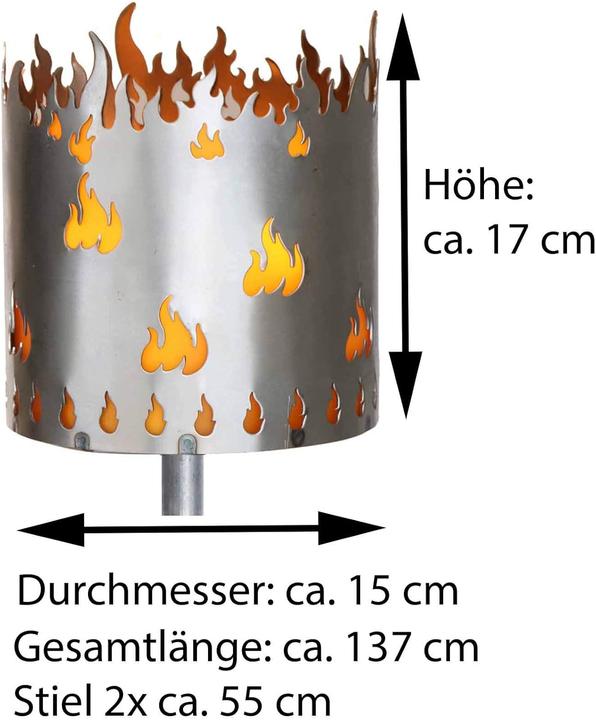 Image du produit Novaliv Gartenfackel Flamme Feuerschale Metall mit Stiel Brennmittel Solarlampe LED