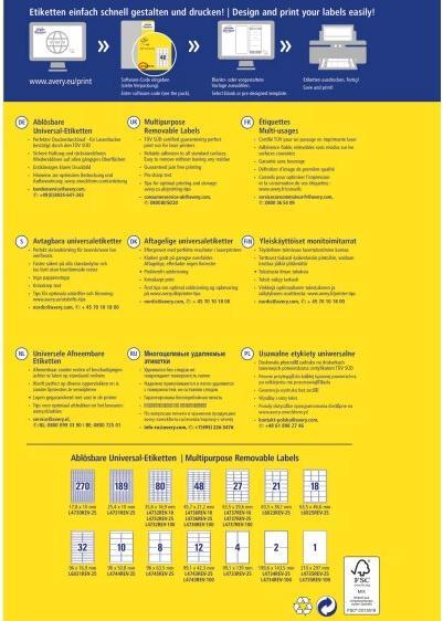 Produktbild Avery Etiketten, ablösbar, Home Office, Kleinpackung