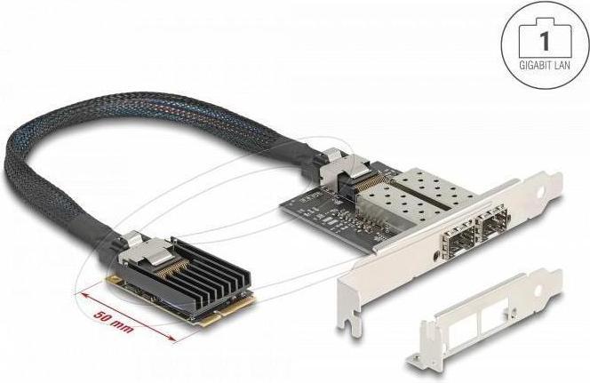 Produktbild Delock Mini PCIe I/O PCIe full size 2 x SFP Gigabit LAN (Mini PCI Express)