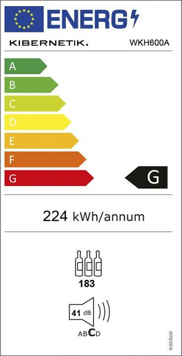 Energie-Label Kibernetik FSP WKH600A Weinklimaschrank 2 Zonen 600 Liter