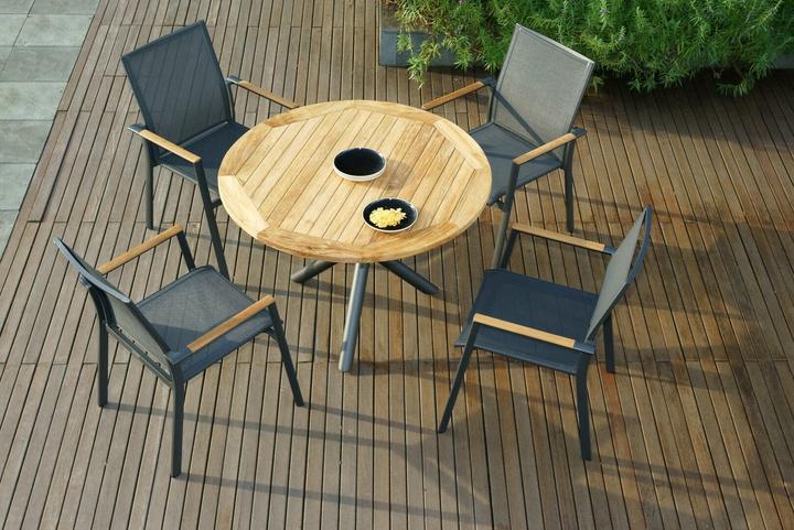 Image du produit Zebra Gamme de mobilier de jardin FLY FLY Fauteuil graphite avec accoudoirs en teck