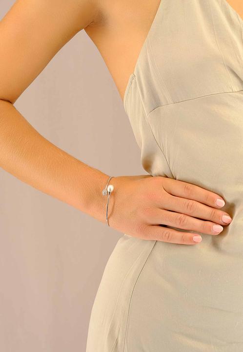 Image du produit Muau Bangle argent 925 freshwater pearl 8-8.5mm zirconia (Argent 925)