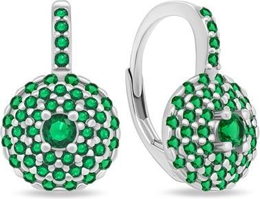 Brilio Silver - Glittering silver earrings with green zircons EA254W