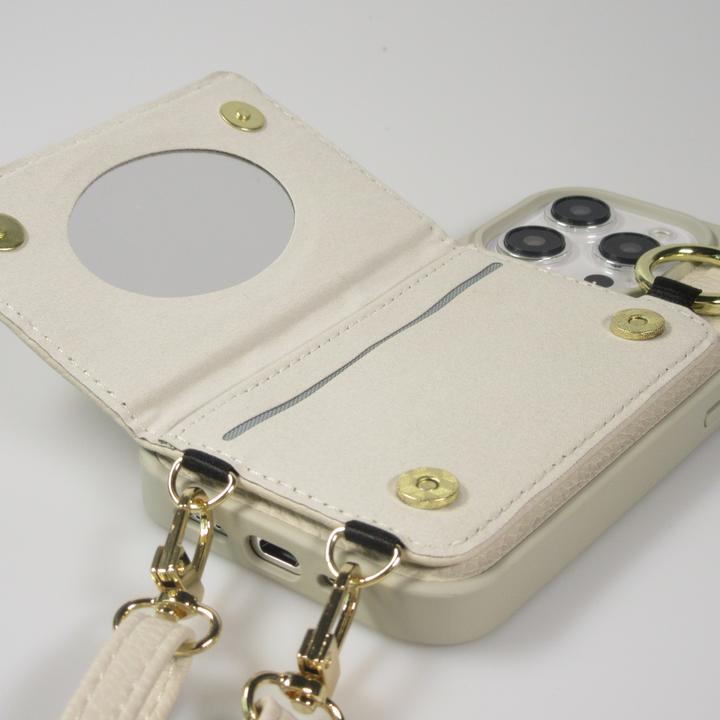 Immagine prodotto PhoneLook Hülle Gepolstertes Leder mit Spiegel und Kartenfach grosse abnehmbare Riemen (Apple iPhone 15 Pro)
