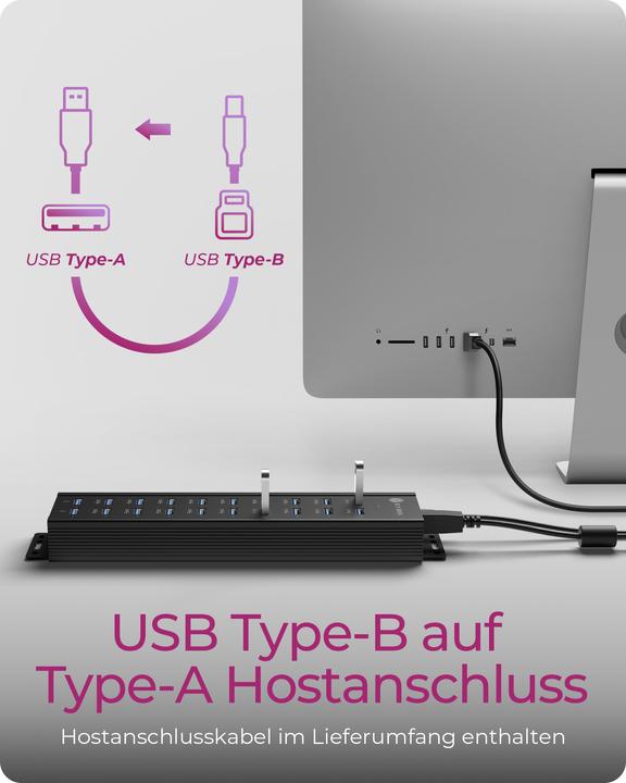 Actual product image Icy Box IB-HUB1720-U3 (USB-B, 20 Ports)