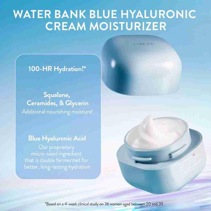 Actual product image Laneige Water Bank Blue Hyaluronic Cream Moisturiser (50 ml, 24h cream)